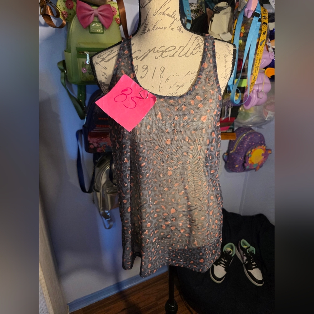 Victoria Sport Gray and pink sheer tank size LargeVictoria Sport Gray and...